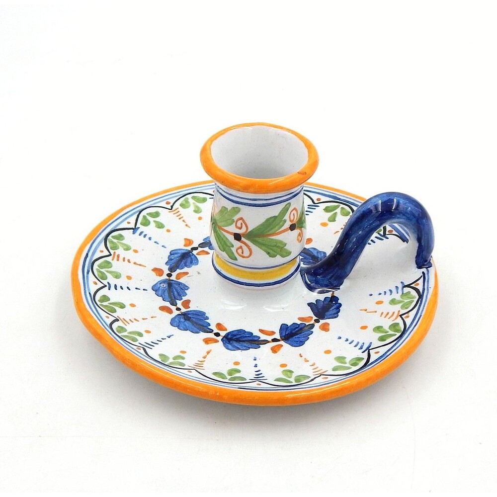 Talavera Duran Mexican Hand Painted Pottery Candlestick Candle Holders Folk Art
